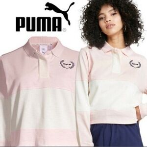 NWT Selena Gomez x PUMA Women's Pink and White Polo Top